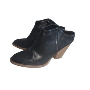 Dolce Vita Black Leather Mules with Stacked Heel